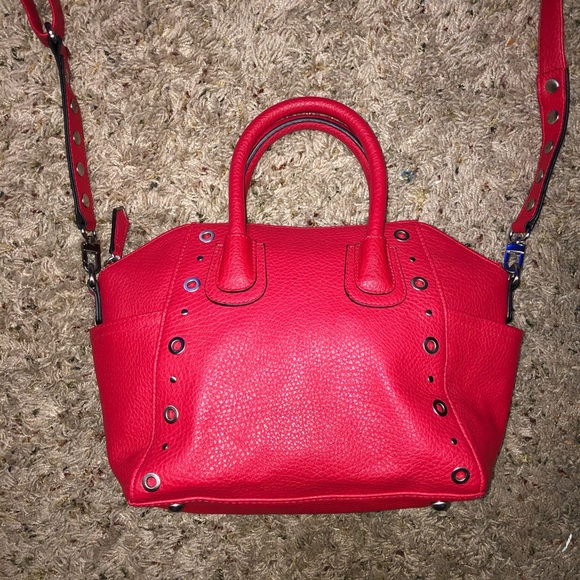 NWOT SAM & LIBBY RED LEATHER SATCHEL W LONG STRAP - Picture 2 of 10